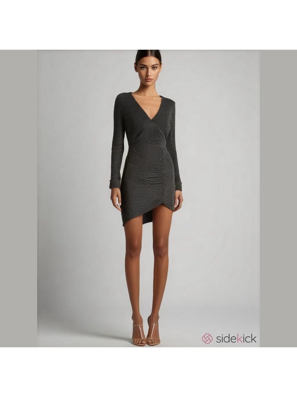 Marciano black gold lurex pinstripe stretch bodycon mini dress XS cocktail party